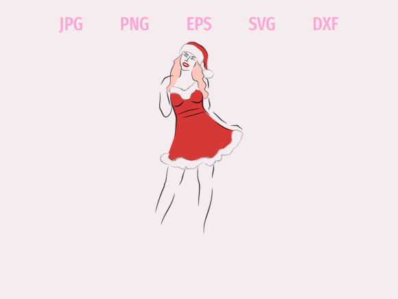 Christmas Costume Girl Minimalistic Art: A Versatile Graphic Design Freebie for Marketers
