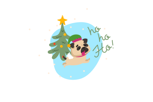 Dog Ho Ho Ho Christmas Illustration: A Seasonal Graphic Design Asset for Content Creators
