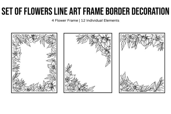 Hand-Drawn Flower Line Art Border Review for Embroidery Projects