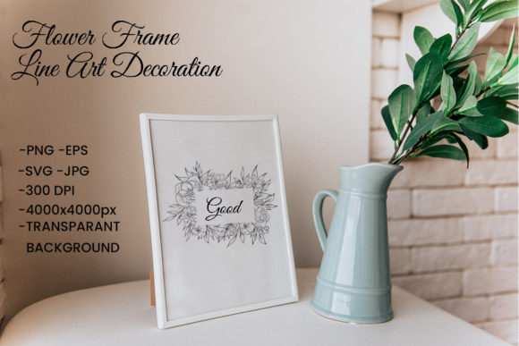Isolated Flowers Frame Line Art Set: A Versatile Graphic Design Asset for Crafts and Local Businesses