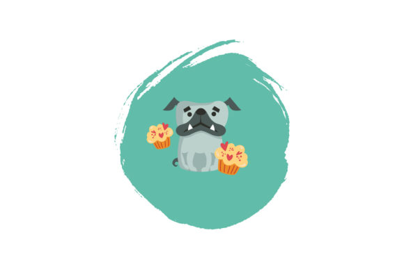 Valentine Dog Cupcake Illustration: A Versatile Graphic Design Freebie for Local Businesses